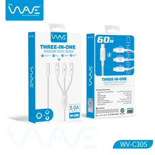 کابل ۳ در ۱ ویو مدل C305 با تایپ C و روکش بافته شده