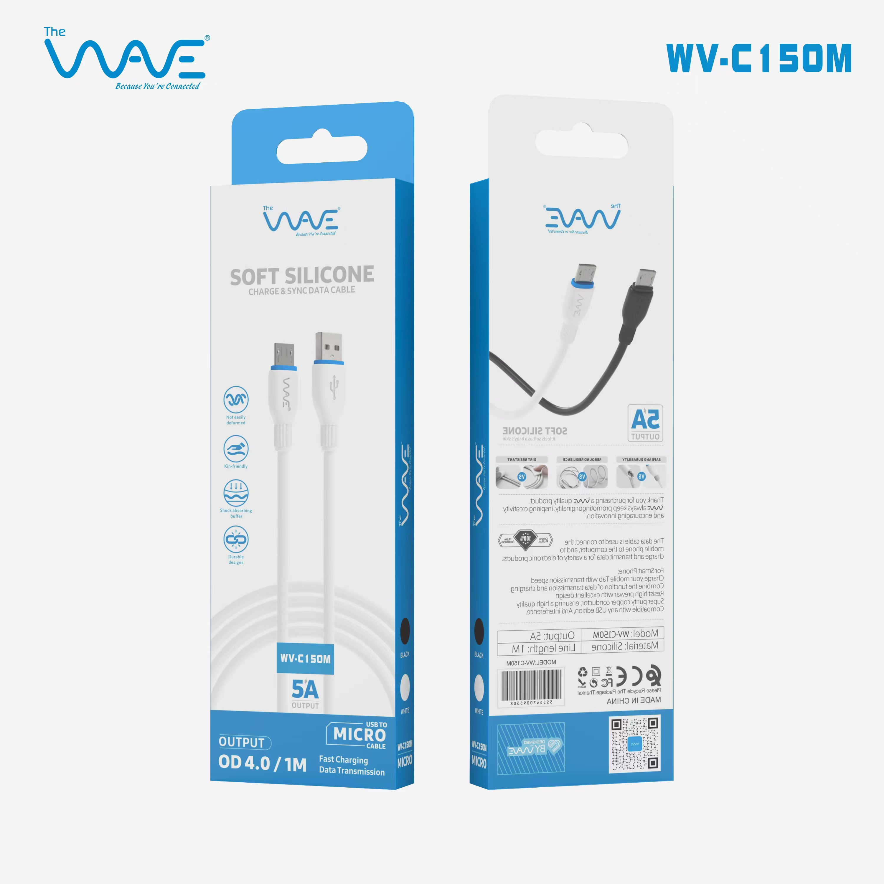 کابل شارژ سریع میکرو ویو مدل C150M طول ۱ متر با روکش سیلیکونی نرم