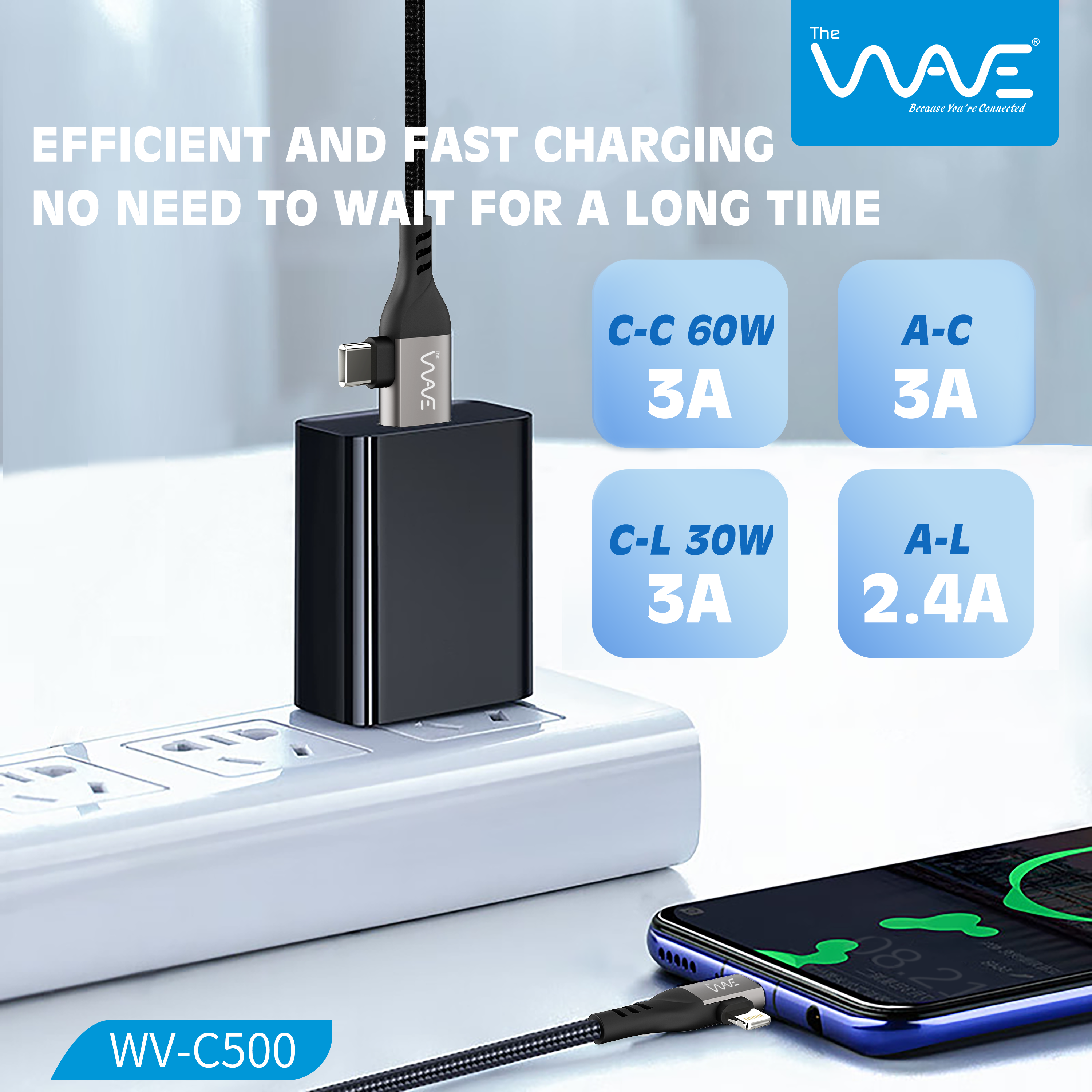 کابل ۴ در ۱ ویو مدل C500 با روکش بسیار مقاوم و دو پین همزمان