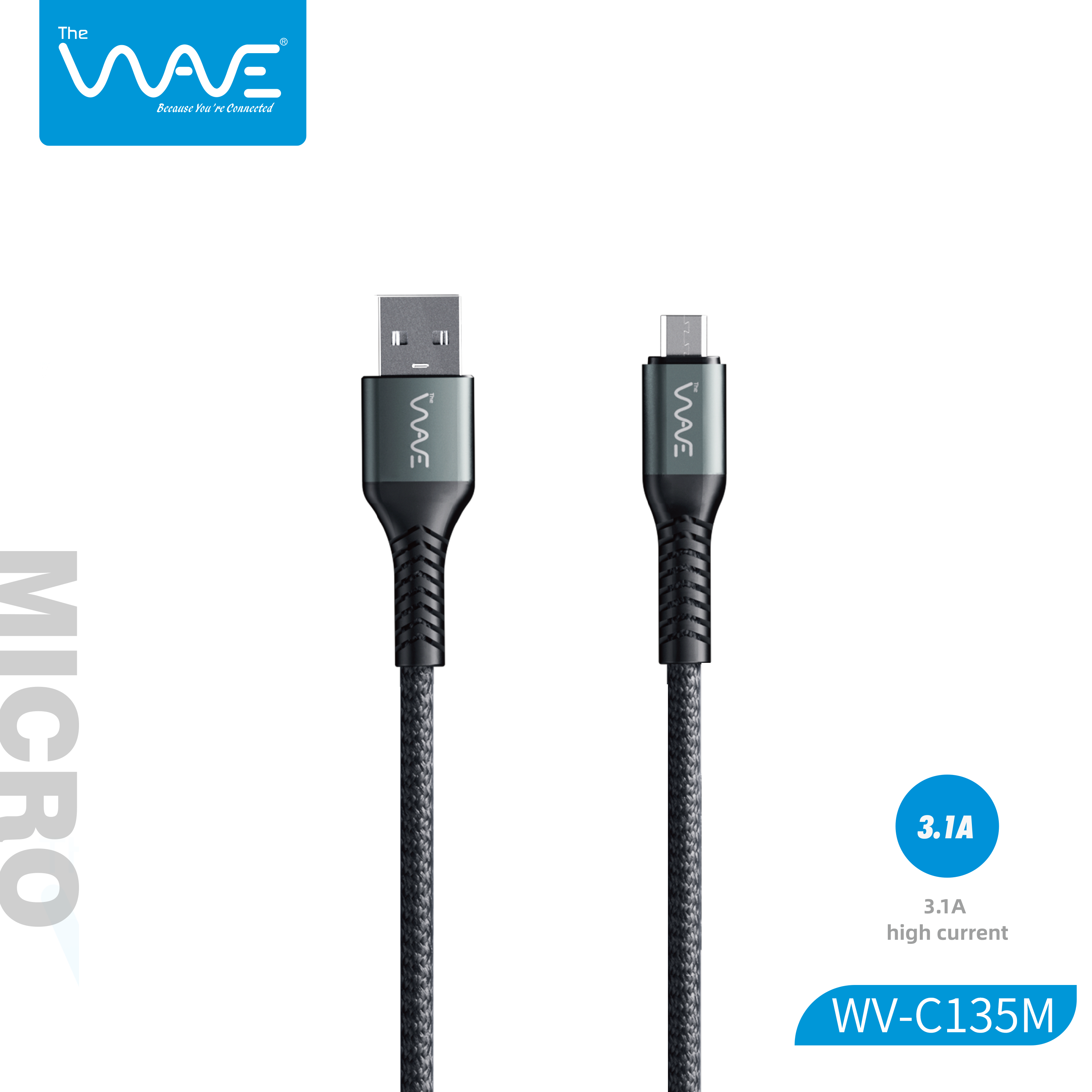 کابل میکرو USB ویو مدل C135M طول ۱ متر با روکش بسیار مقاوم