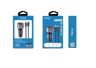 شارژر فندکی ویو با پورت USB-C به‌همراه کابل تایپ C به لایتنینگ مدل CC008