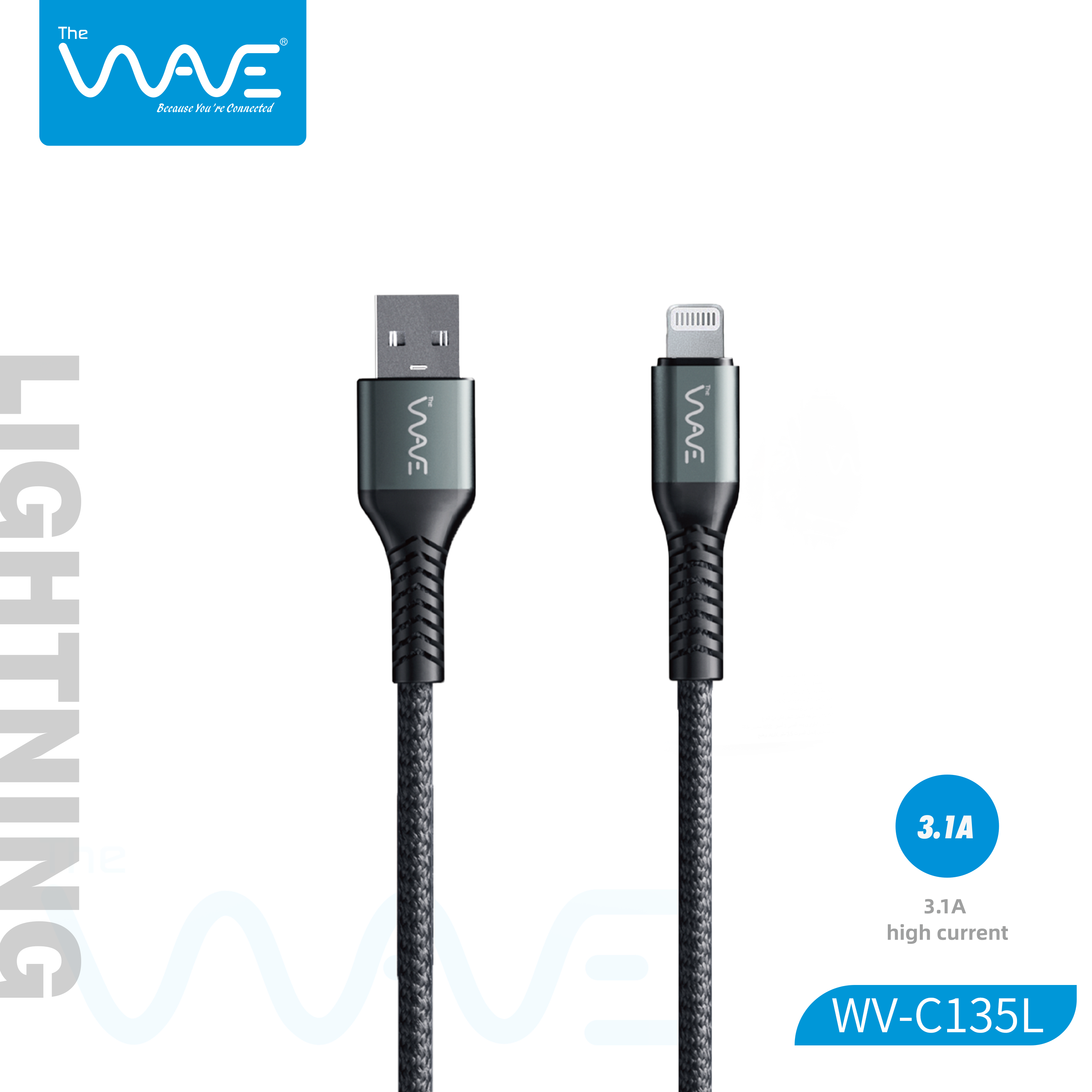 کابل لایتنینگ ویو مدل C135C طول ۱ متر با روکش بسیار مقاوم