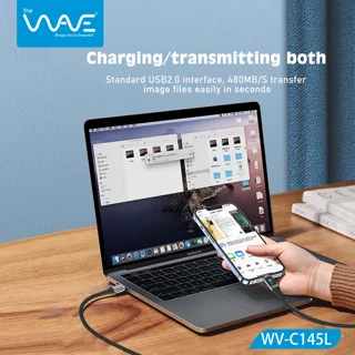 کابل تایپ C به لایتنینگ ویو مدل C145L طول ۱ متر با نمایشگر دیجیتال و توان ۳۰ وات