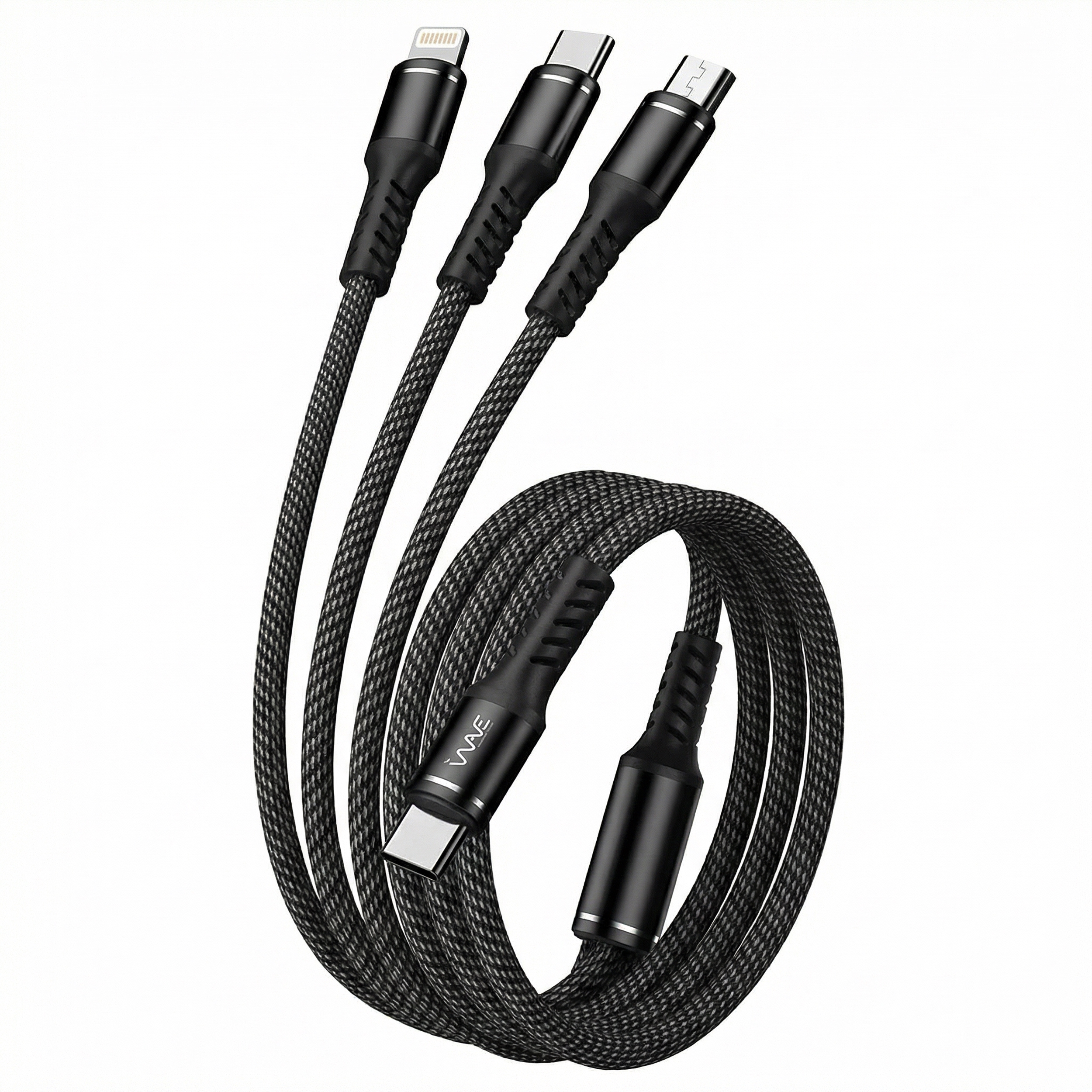 کابل تبدیل USB به microUSB/لایتنینگ/USB-C ویو مدل C302 طول 1.2 متر