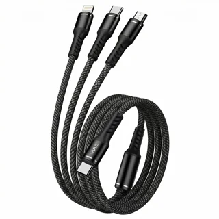 کابل تبدیل USB به microUSB/لایتنینگ/USB-C ویو مدل C302 طول 1.2 متر